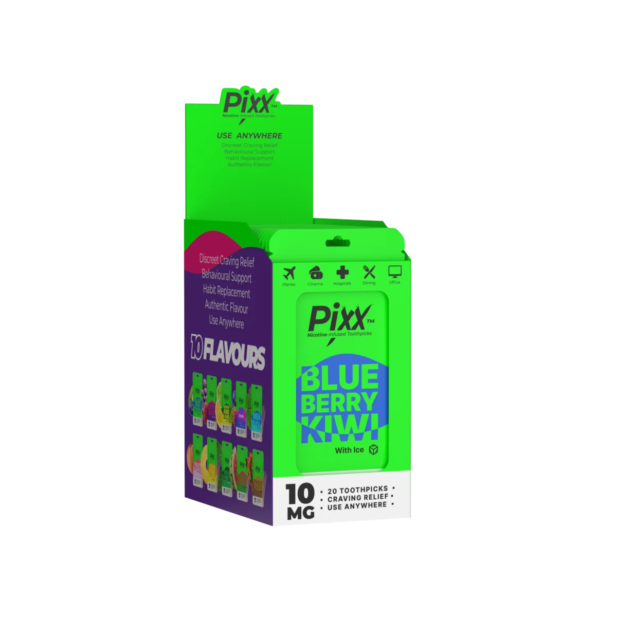 Box of 25 pack Toothpicks Blueberry Kiwi Flavoured, Nicotine-Infused Toothpicks